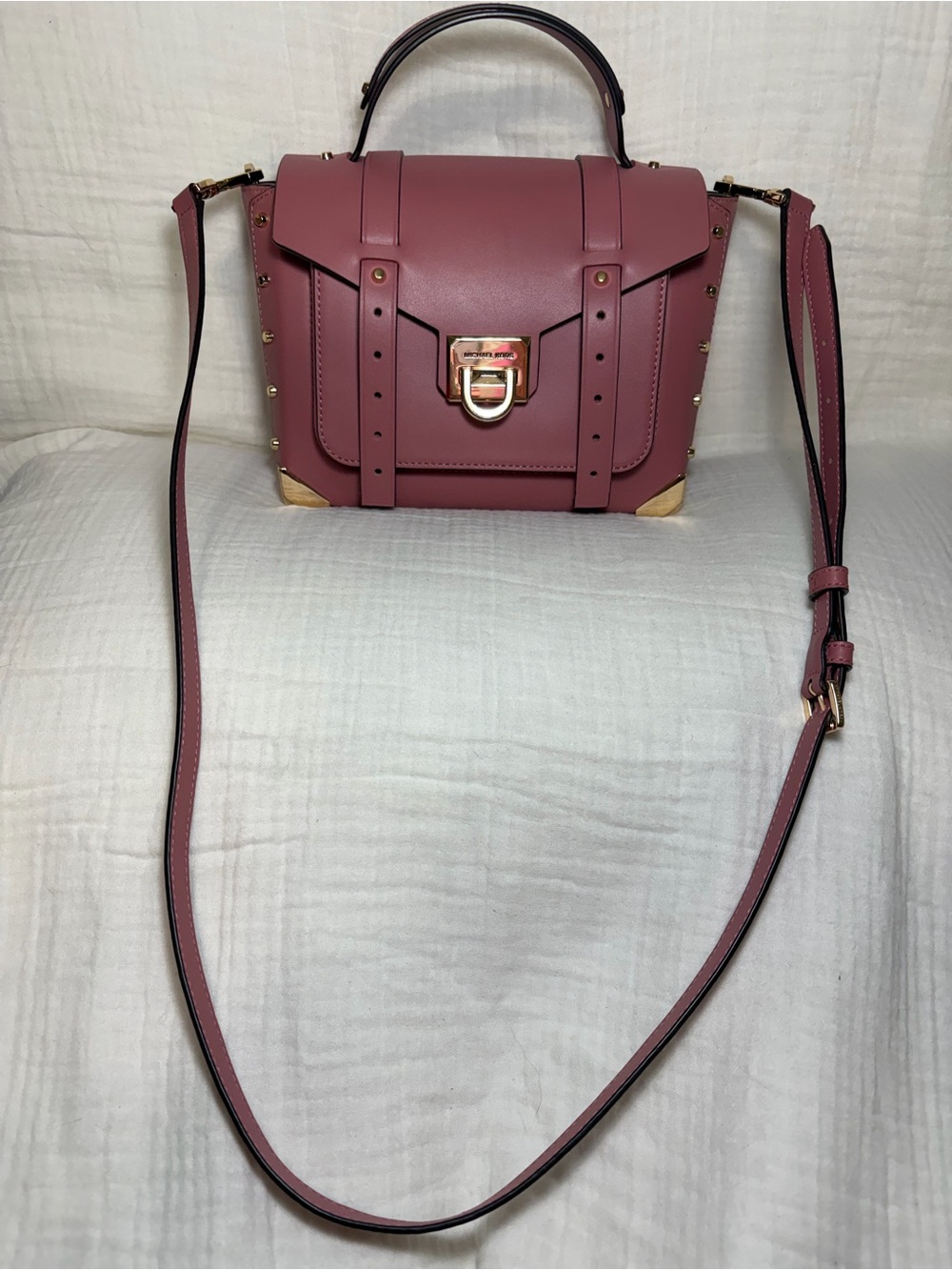 Michael Kors Manhattan Medium Leather Satchel Rose